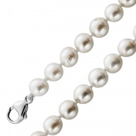 Perlenkette japanische Akoyaperlen 7.4mm Silber 925  