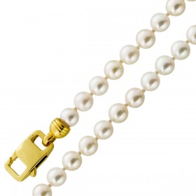 Perlenkette Akoyaperlen Diamanten 0.18ct Gelbgold 750 18K