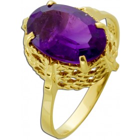 Amethystring Gold 585 14K lila Edelstein Antikschmuck