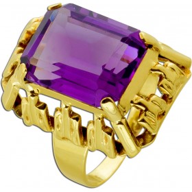 Amethystring Gold 585 14K lila Edelstein Antikschmuck