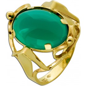 Chrysopras Ring Gold 333 8K grüner Edelstein 5.69ct 