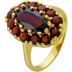 Granat Ring Gelbgold 333 8K Böhmische rote Edelsteine 4.62ct.
