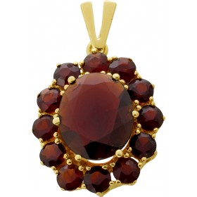 Granat Anhänger Gold 333 8K rote Edelsteine Antikschmuck