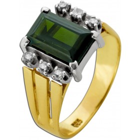 Aquamarin Ring Gold 585 14K Diamanten Antikschmuck