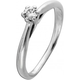 Solitärring Weißgold 585 14 Karat Diamant 0.12ct TW Lupenrein