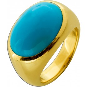 Türkis Ring Gold 750 18K blauer Edelstein Antikschmuck