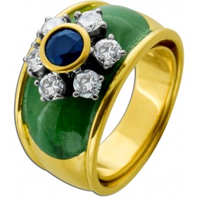 Saphir Ring Gold 750 18K  Brillanten Emaille Antikschmuck