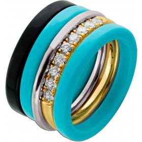 Memoire Ring-Set Weißgold Gold 750 18K Brillanten 0.50ct Onyx schwarz 