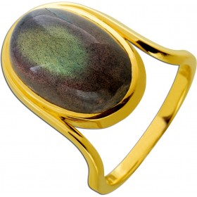 Labradorit Ring Gold 750 18 Karat grau brauner Edelstein 14.83ct