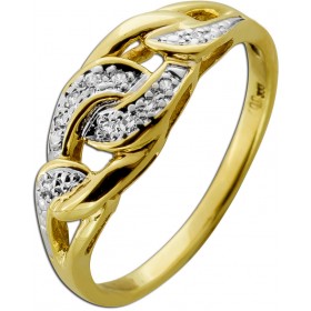 Brillantring Cuban Kettenring Gold 333 8K Brillanten 0.10ct 