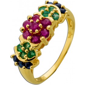 Rubin Ring Gold 585 14K Smaragde Saphire 1.2ct Antikschmuck