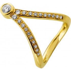 Diamantring Gold 585 14 Karat Brillanten 0.67ct  V-Design