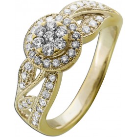 Diamantring Halo Gold 585 14 Karat Brillanten 1.1ct