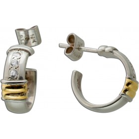 Halbcreolen Platin 950 Gold 750 18K Brillanten 0.12ct Antikschmuck