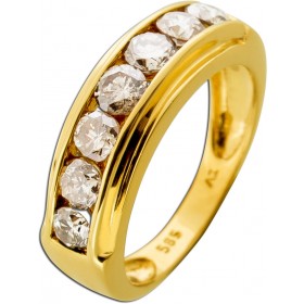 Memoire Ring Gold 585 14 Karat Brillanten 1.05ct Champagner Light