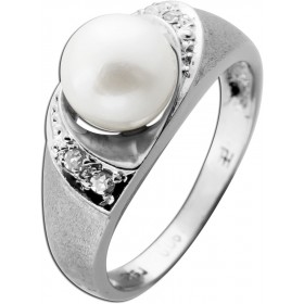 Perlen Ring Weissgold 585 14K  Akoyaperle Diamanten 0.02ct 