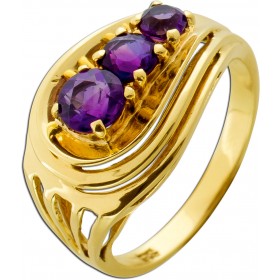 Amethyst Ring Gold 585 14K violette Edelsteine 1.4ct Antikschmuck