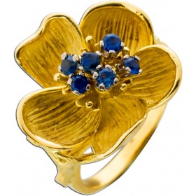 Saphir Ring Gold 750 18 Karat blaue Edelsteine 0.60ct Antikschmuck