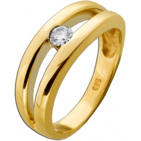 Solitärring Gold 585 14 Karat Brillant Diamant 0.12ct 