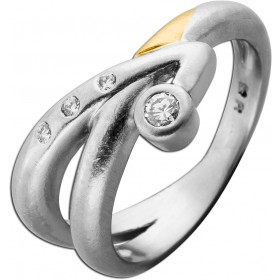 Brillantring Platin 950 Gold Brillanten 0.16ct Antikschmuck