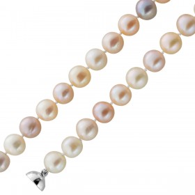 Perlenkette 42cm japanische Biwaperlen 9.7-9.2mm Weißgold 585 14K