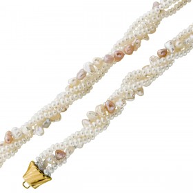 Perlenkette 44cm japanische Biwaperlen 8-4mm Gold 585 14K