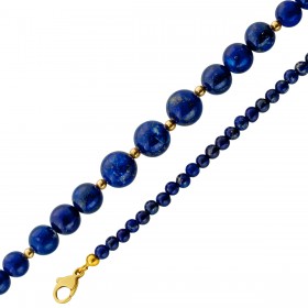 Lapislazuli Kette Gold 585 14 Karat blaue Edelsteine