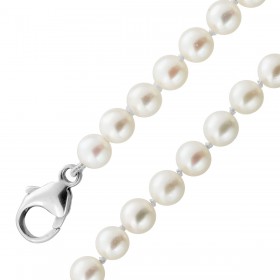 Perlenkette 100cm Silber 925 Japanischen Akoyaperlen 6.4-6.1mm