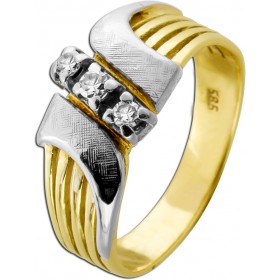 Diamant Ring Gold Weissgold 585 14K Diamanten 0.09ct  Antikschmuck