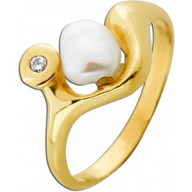 Perlen Ring Gold 585 14K Brillant 0.02ct Biwa Perle