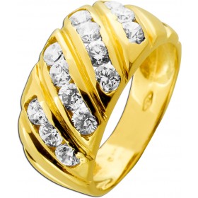 Zirkonia Ring Gold 750 18 Karat weisse Steine 0.70ct