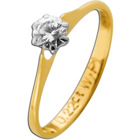 Solitär Ring Gold 750 18 Karat  Brillant 0.22ct