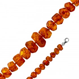 Bernstein Kette baltische Edelsteine 210ct cognac-honiggelb Antikschmuck