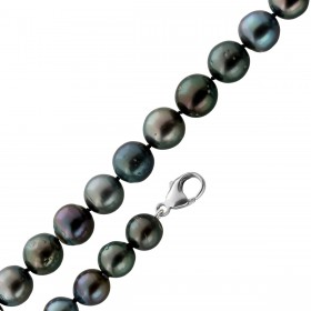 Perlen Kette 45cm Tahiti Perlen 12-10.2mm anthrazit rose pink Silber 925