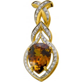 Brillant Anhänger Gold 750 18K gold gelber Edelberyll 8ct Diamanten 0.39ct
