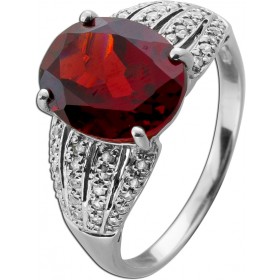 Granatring Weißgold 375 9K roter Almandin 7.75ct Brillanten 0.20ct