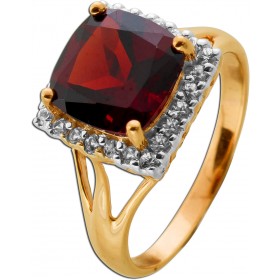 Granatring Rosegold 375 9K roter Almandin 7.2ct weiße Topase 0.48ct