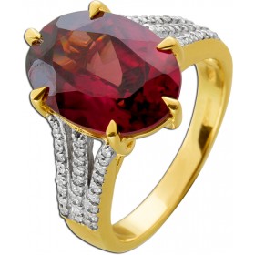 Diamantring Gold 585 14K violett roter Rhodolith 9ct Diamanten 0.40ct