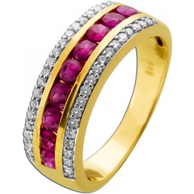 Brillantring Gold 585 14K rote Rubine 2.1ct Brillanten 0.30ct