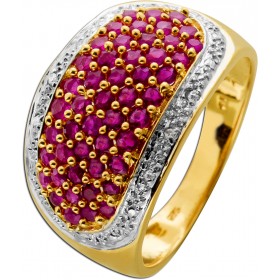Rubinring Gold 585 14K rote Edelsteine 3.9ct Brillanten 0.03ct