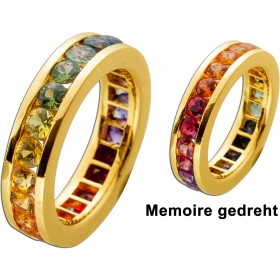 Memoire Ring Gold 750 18 Karat bunte Saphire 5.7ct