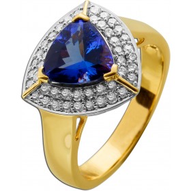 Tansanit Ring Gold 585 14K lila Edelstein 3ct Brillanten 0.85ct