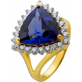 Tansanitring Gold 750 18K blauer Edelstein 7.5ct Brillanten 0.80ct