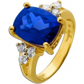 Tansanitring Gold 750 18K blauer Zoisit Edelstein 7ct Brillanten 0.55ct
