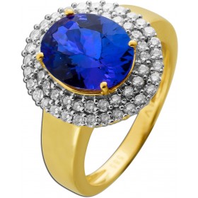 Tansanitring Gold 585 14K blauer Edelstein 4.5ct Brillanten 0.80ct