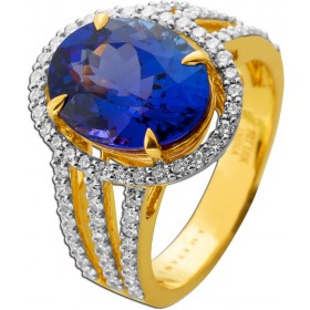 Tansanitring Gold 750 18K blauer Edelstein 5.7ct Brillanten 0.80ct