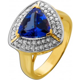 Tansanitring Gold 585 14K blauer Edelstein 3.2ct Brillanten 0.75ct