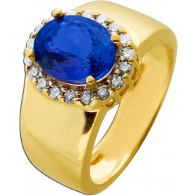 Tansanitring Gold 585 14K blauen Edelstein 3.8ct Brillanten 0.55ct