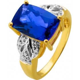 Tansanitring Gold 750 18K blauer Edelstein 6ct Brillanten 0.10ct