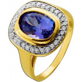 Tansanitring Gold 585 14K blauer Edelstein 3.5ct Brillanten 0.45ct